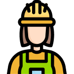 Illustration of a person wearing construction safety gear and associated with a junk hauling franchise.