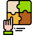 A graphic of a hand placing the last piece of a four-piece puzzle representing a junk removal franchise.