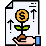 Depicting investment growth, a junk removal franchise is represented with a graph and a coin on a plant.