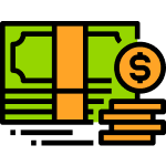 Graphic of financial documents with a dollar sign.