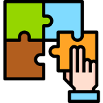 A hand cursor completing a four-piece jigsaw puzzle for a junk hauling franchise.